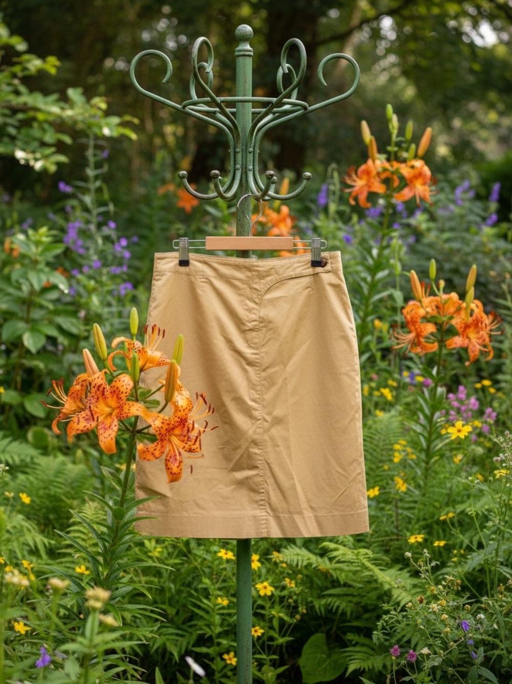 Oui tan skirt